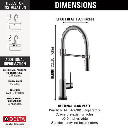 Delta Trinsic Single-Handle Pull-Down Spring Kitchen Faucet with Touch2O Technology - 9659T