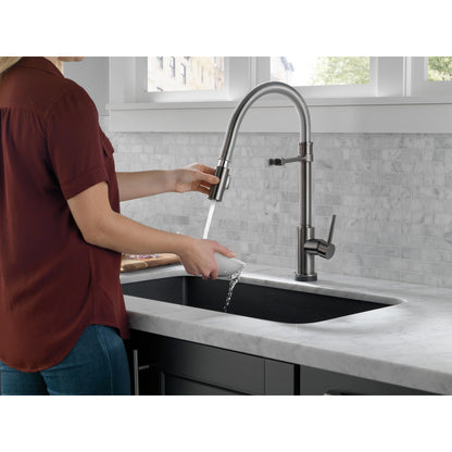 Delta Trinsic Single-Handle Pull-Down Spring Kitchen Faucet with Touch2O Technology - 9659T