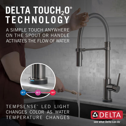 Delta Trinsic Single-Handle Pull-Down Spring Kitchen Faucet with Touch2O Technology - 9659T