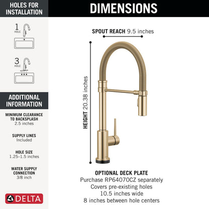 Delta Trinsic Touch2O Technology Kitchen Faucet with Touchless Technology - 9659TL