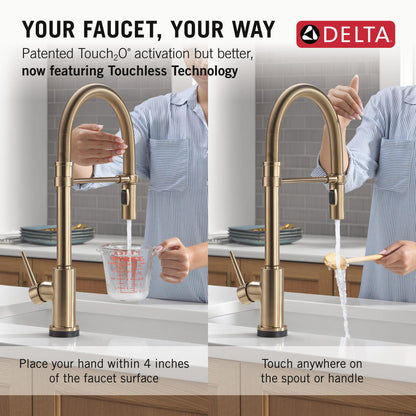 Delta Trinsic Touch2O Technology Kitchen Faucet with Touchless Technology - 9659TL