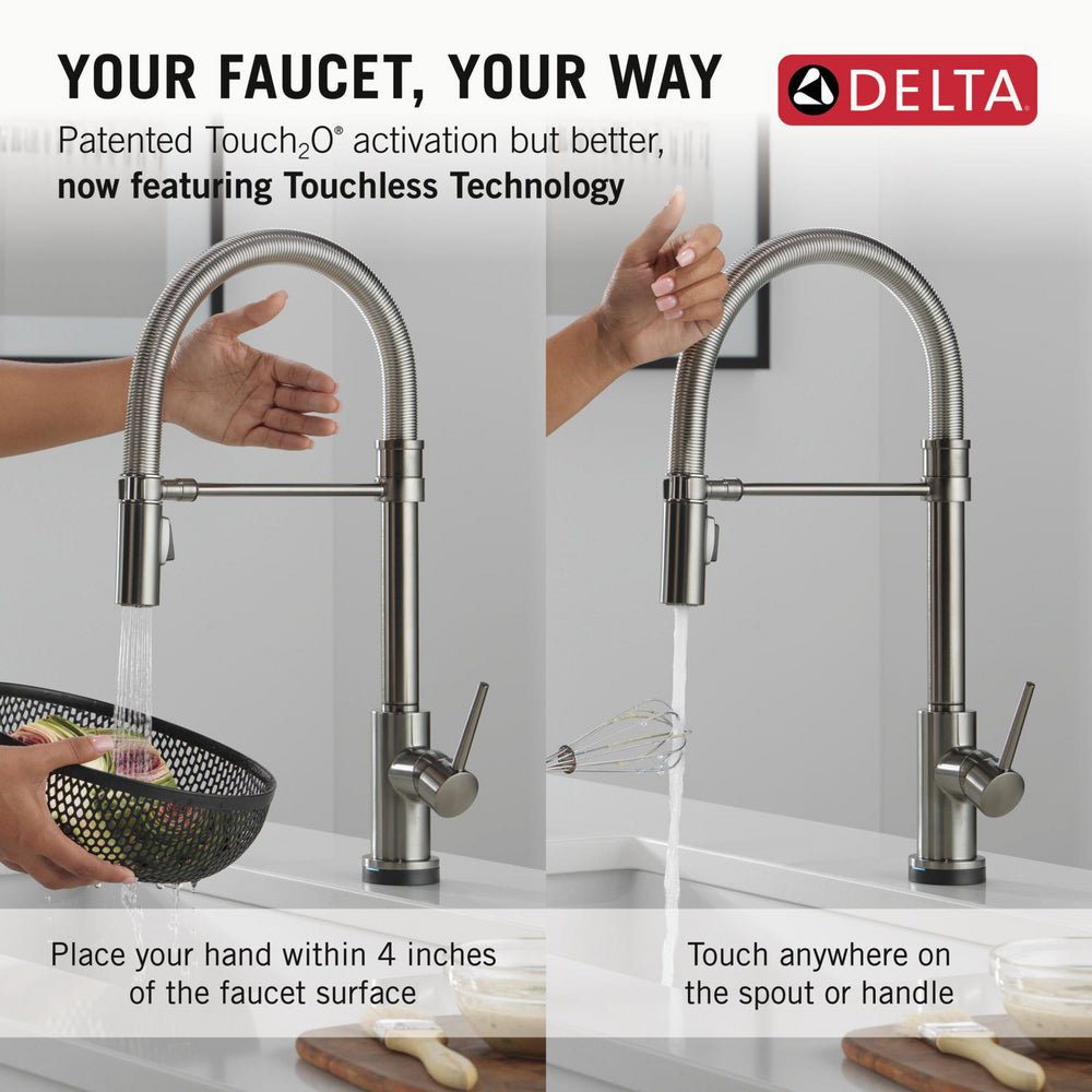 Delta Trinsic Touch2O Technology Kitchen Faucet with Touchless Technology - 9659TL