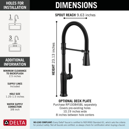 Delta Renaldi Single-Handle Pull-Down Spring Kitchen Faucet - 9684