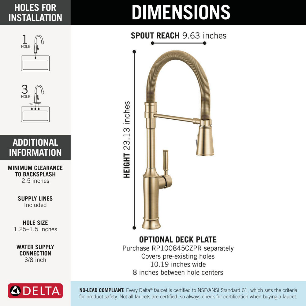 Delta Renaldi Single-Handle Pull-Down Spring Kitchen Faucet - 9684
