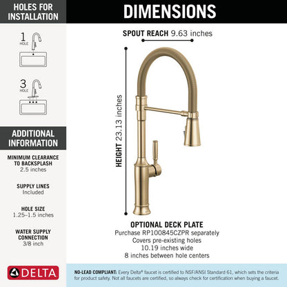 Delta Renaldi Single-Handle Pull-Down Spring Kitchen Faucet - 9684