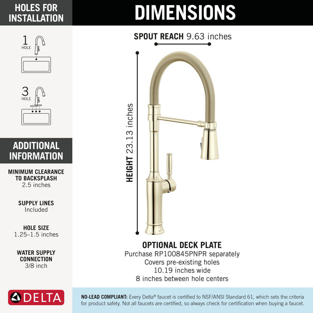 Delta Renaldi Single-Handle Pull-Down Spring Kitchen Faucet - 9684