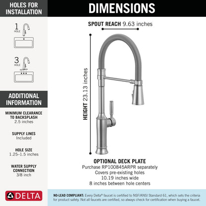 Delta Renaldi Single-Handle Pull-Down Spring Kitchen Faucet - 9684