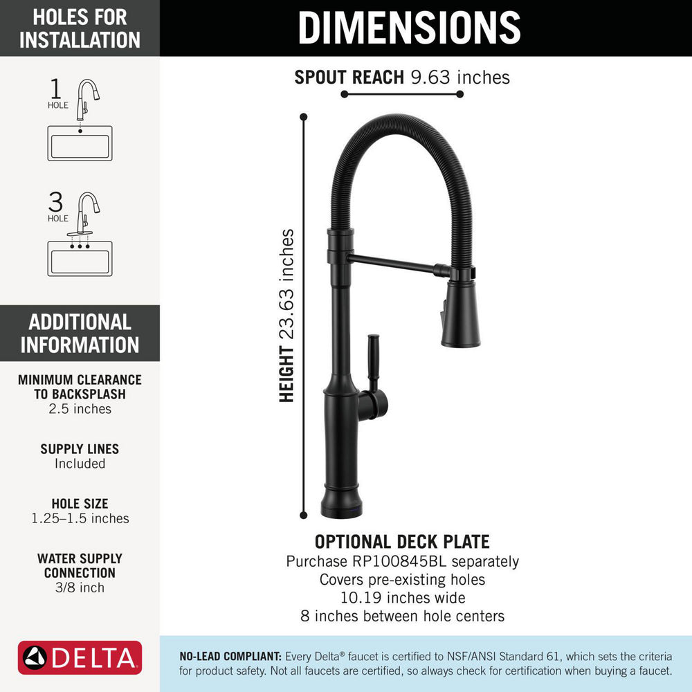 Delta Renaldi Touch2O Technology Kitchen Faucet with Touchless Technology - 9684TL