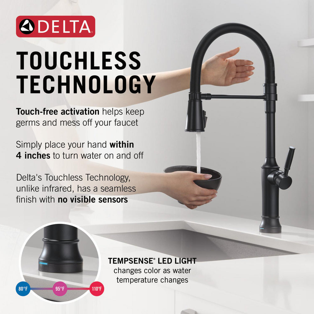 Delta Renaldi Touch2O Technology Kitchen Faucet with Touchless Technology - 9684TL