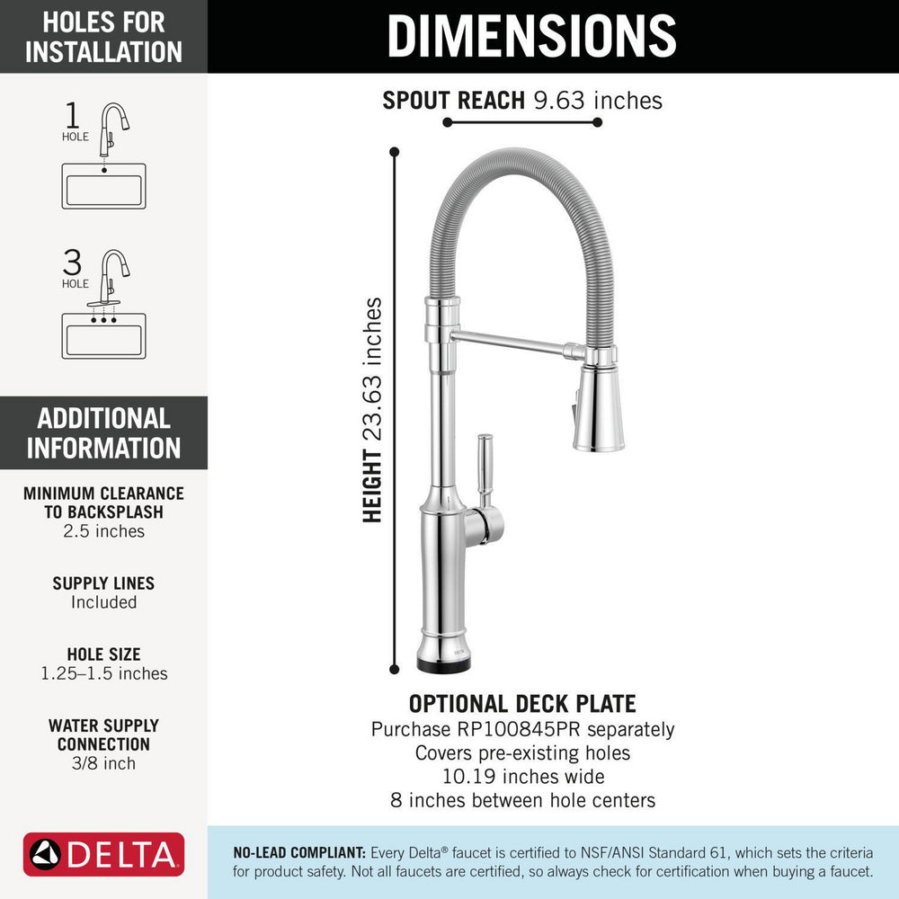 Delta Renaldi Touch2O Technology Kitchen Faucet with Touchless Technology - 9684TL
