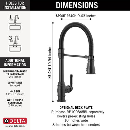 Delta Broderick Single Handle Pull-Down Kitchen Faucet With Spring Spout - 9690