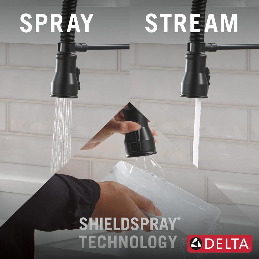 Delta Broderick Single Handle Pull-Down Kitchen Faucet With Spring Spout - 9690