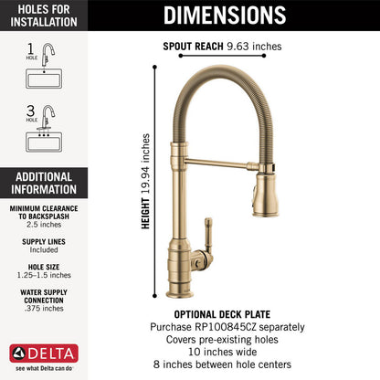 Delta Broderick Single Handle Pull-Down Kitchen Faucet With Spring Spout - 9690