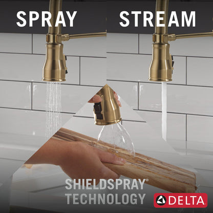 Delta Broderick Single Handle Pull-Down Kitchen Faucet With Spring Spout - 9690