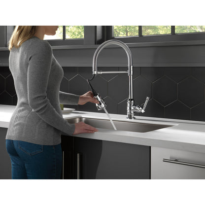 Delta Broderick Single Handle Pull-Down Kitchen Faucet With Spring Spout - 9690