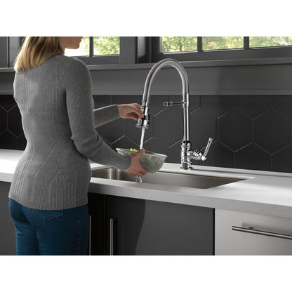 Delta Broderick Single Handle Pull-Down Kitchen Faucet With Spring Spout - 9690
