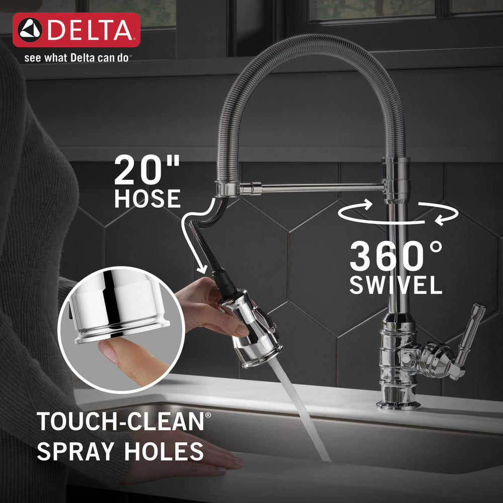 Delta Broderick Single Handle Pull-Down Kitchen Faucet With Spring Spout - 9690