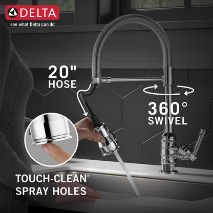 Delta Broderick Single Handle Pull-Down Kitchen Faucet With Spring Spout - 9690