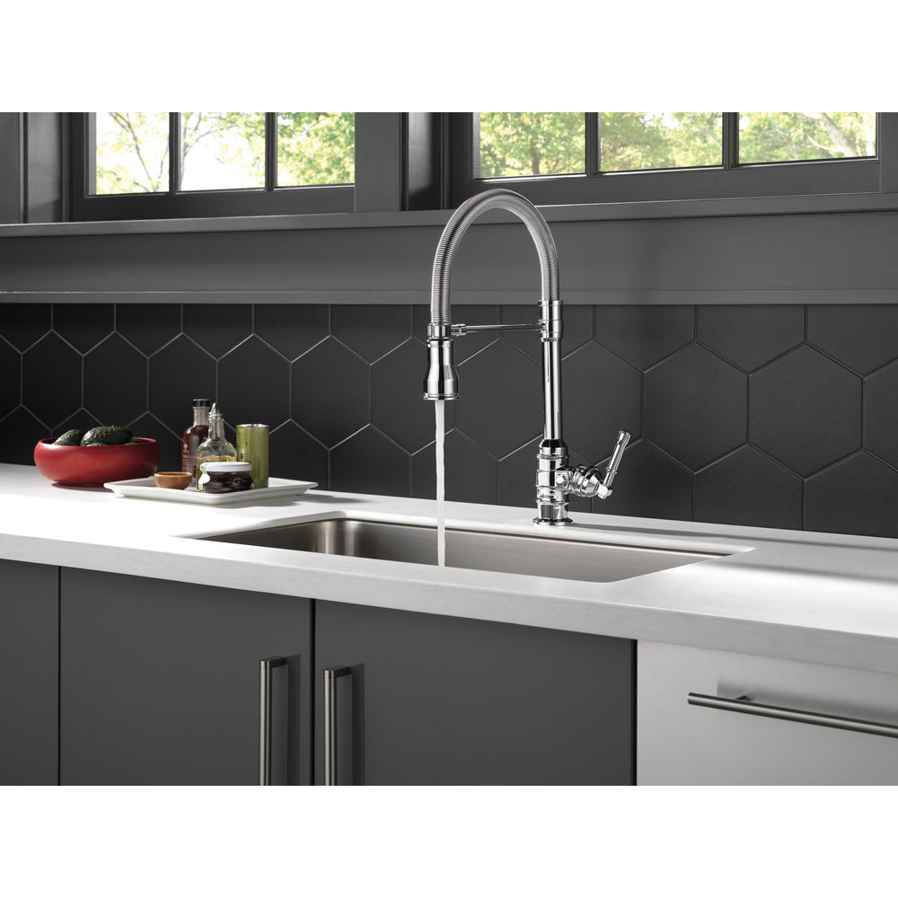 Delta Broderick Single Handle Pull-Down Kitchen Faucet With Spring Spout - 9690