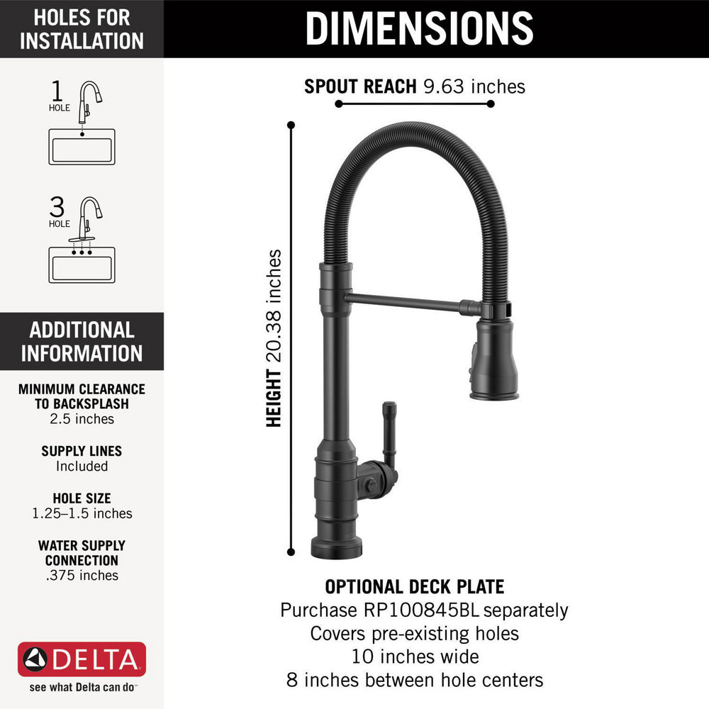 Delta Broderick Pro Touchless Pulldown Kitchen Faucet - 9690TL