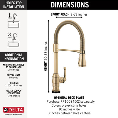 Delta Broderick Pro Touchless Pulldown Kitchen Faucet - 9690TL