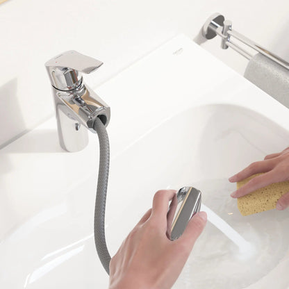 Grohe Eurosmart Single Hole Single-Handle M-Size Bathroom Faucet, 1.2 GPM (4.5 L/min) with Pull-Out - 23991