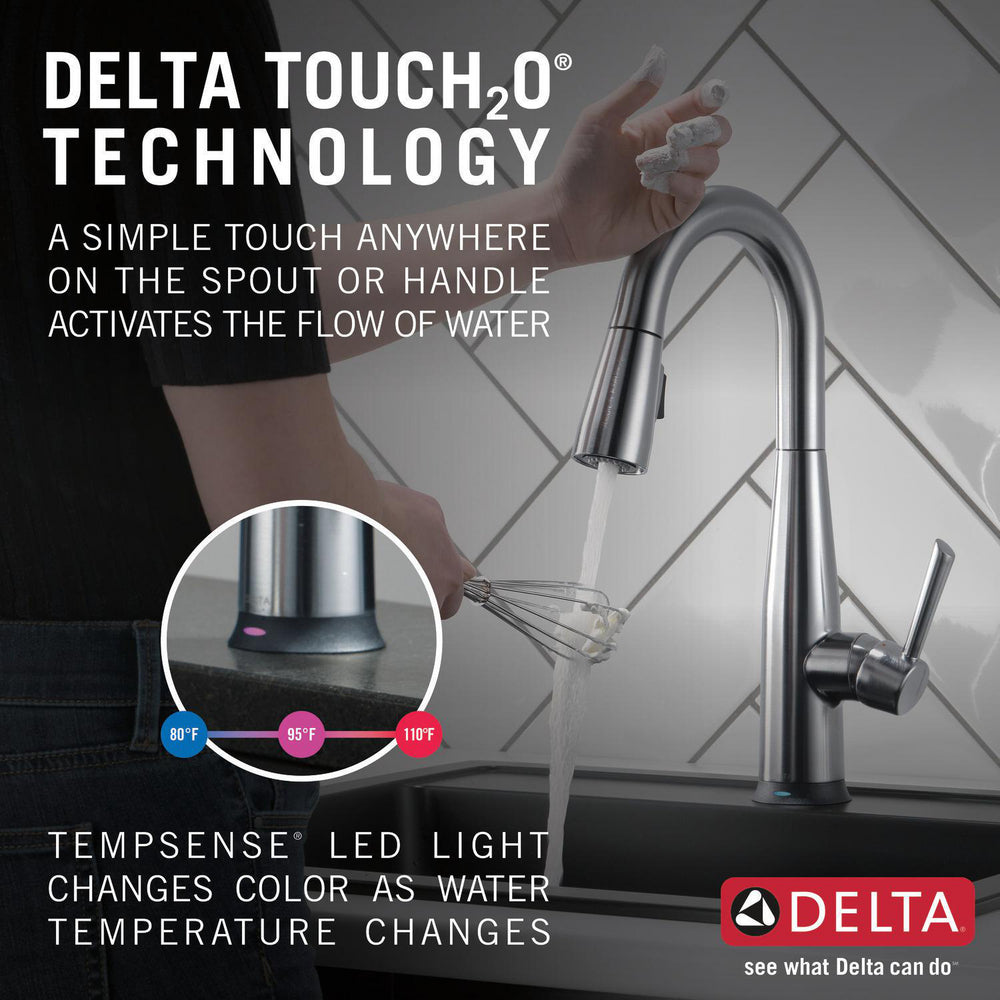 Delta Essa Single Handle Pull-Down Bar/Prep Faucet with Touch2O Technology - 9913T
