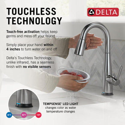 Delta Essa Single Handle Pull-down Bar/Prep Faucet with Touchless Technology