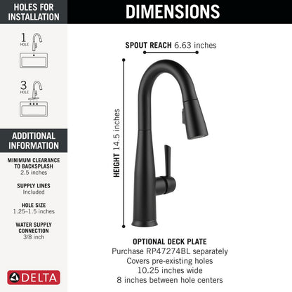 Delta Essa Single Handle Pull-down Bar/Prep Faucet with Touchless Technology