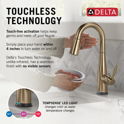 Delta Essa Single Handle Pull-down Bar/Prep Faucet with Touchless Technology
