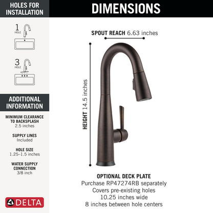 Delta Essa Single Handle Pull-down Bar/Prep Faucet with Touchless Technology