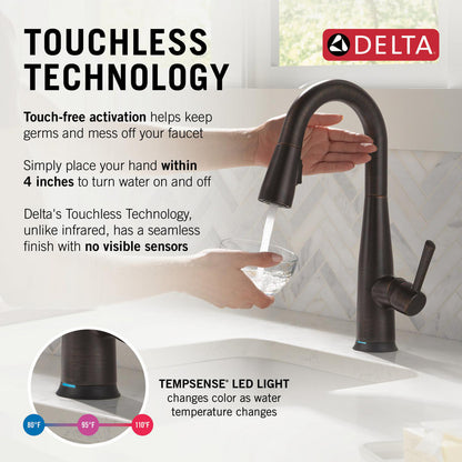 Delta Essa Single Handle Pull-down Bar/Prep Faucet with Touchless Technology