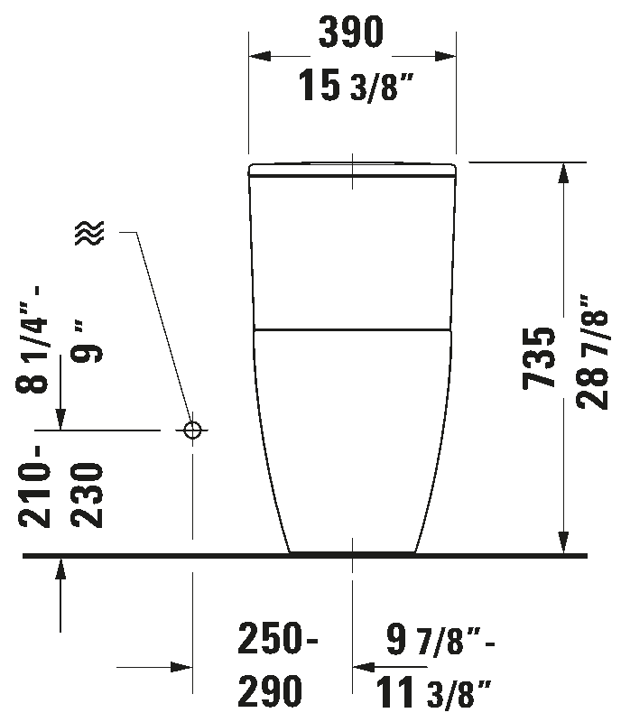 Duravit Bento Starck Box Rimless Elongated One-Piece Toilet 1.32/0.92 GPF- Less Seat