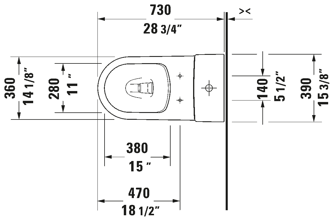 Duravit Bento Starck Box Rimless Elongated One-Piece Toilet 1.32/0.92 GPF- Less Seat