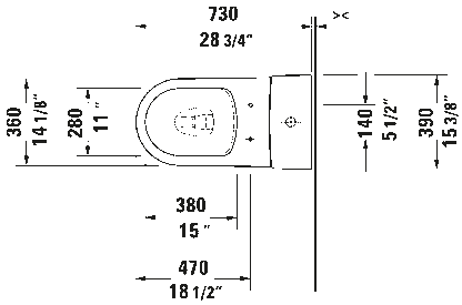 Duravit Bento Starck Box Rimless Elongated One-Piece Toilet 1.32/0.92 GPF- Less Seat