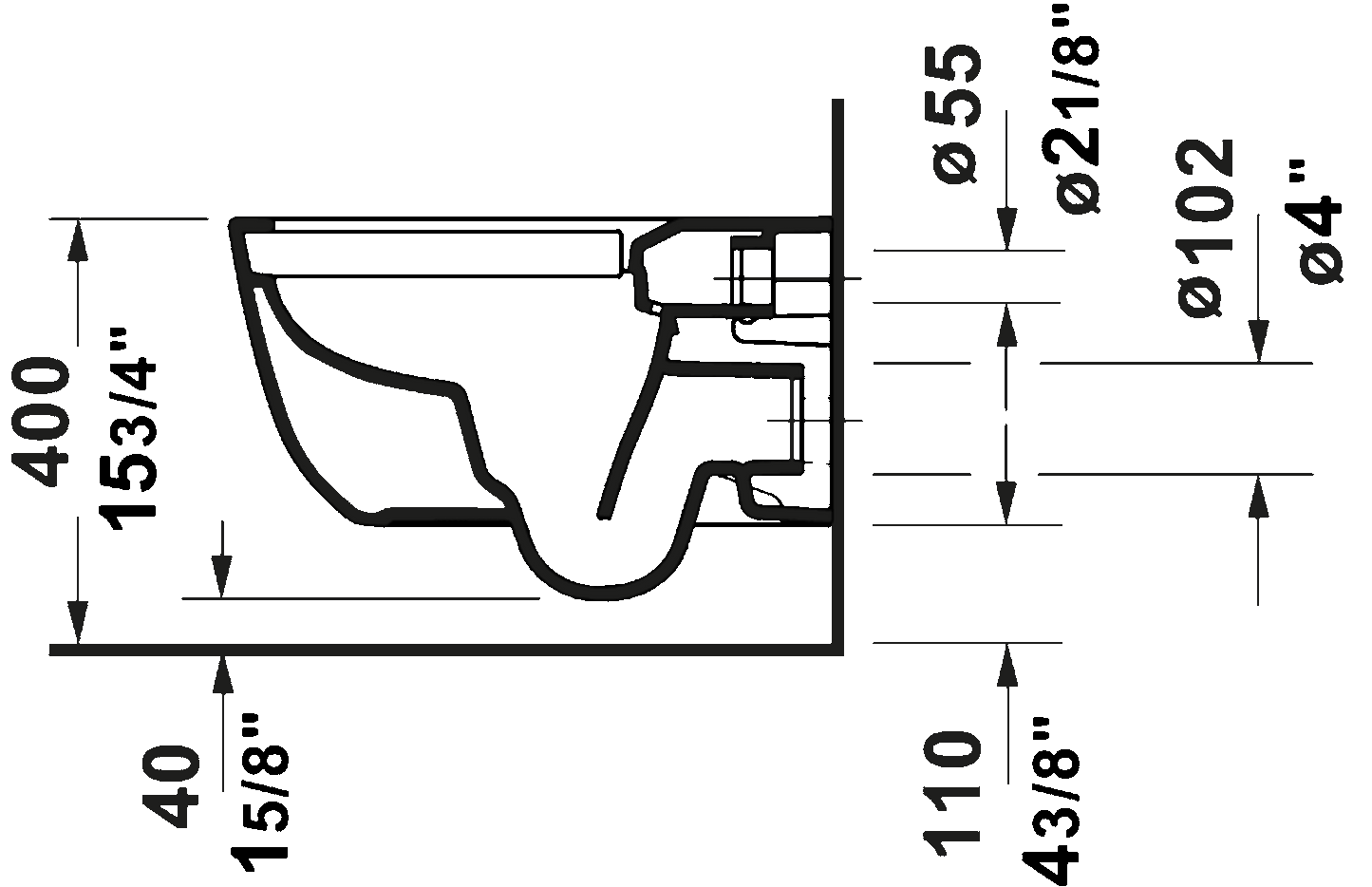 Duravit Aurena ADA Compliant Elongated Wall Mounted Toilet
