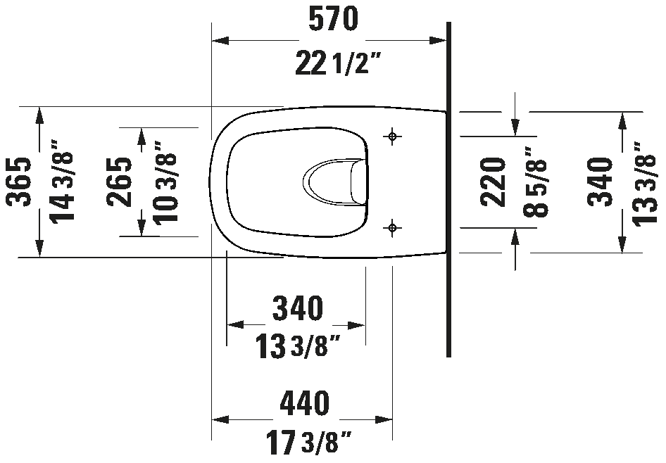Duravit Aurena ADA Compliant Elongated Wall Mounted Toilet