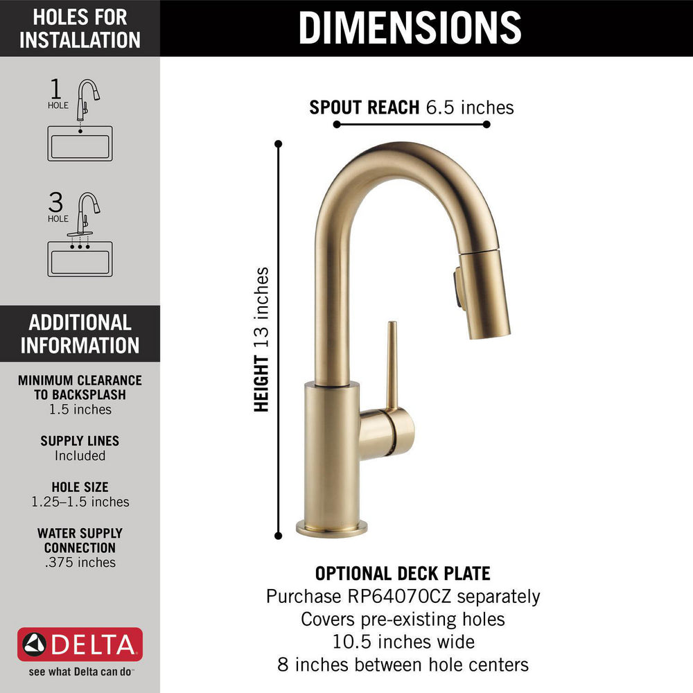 Delta Trinsic Single Handle Pull-Down Bar / Prep Faucet - 9959