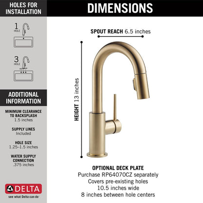 Delta Trinsic Single Handle Pull-Down Bar / Prep Faucet - 9959
