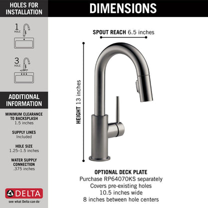 Delta Trinsic Single Handle Pull-Down Bar / Prep Faucet - 9959
