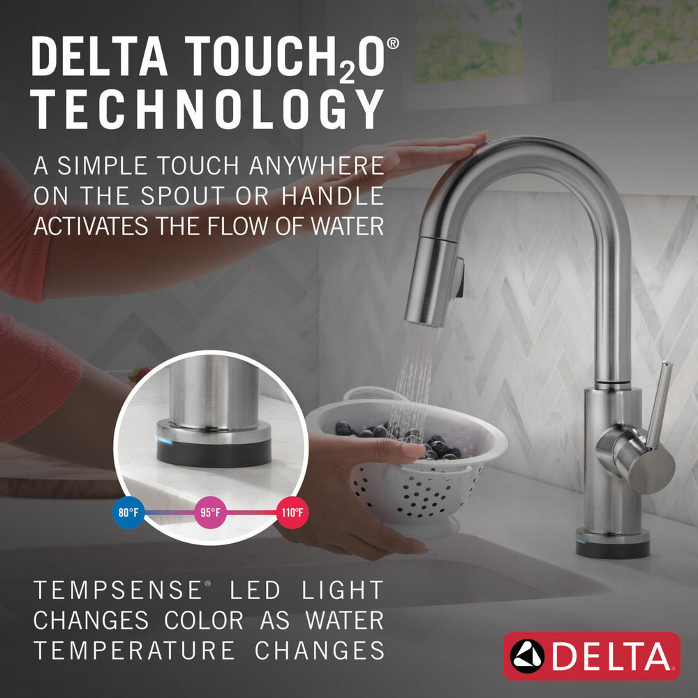 Delta Trinsic Single Handle Pull-Down Bar / Prep Faucet with Touch2O Technology - 9959T