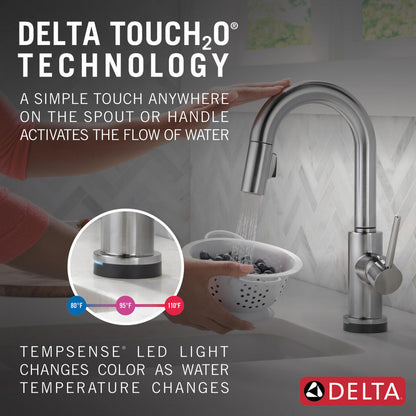 Delta Trinsic Single Handle Pull-Down Bar / Prep Faucet with Touch2O Technology - 9959T