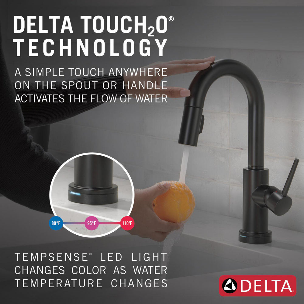 Delta Trinsic Single Handle Pull-Down Bar / Prep Faucet with Touch2O Technology - 9959T