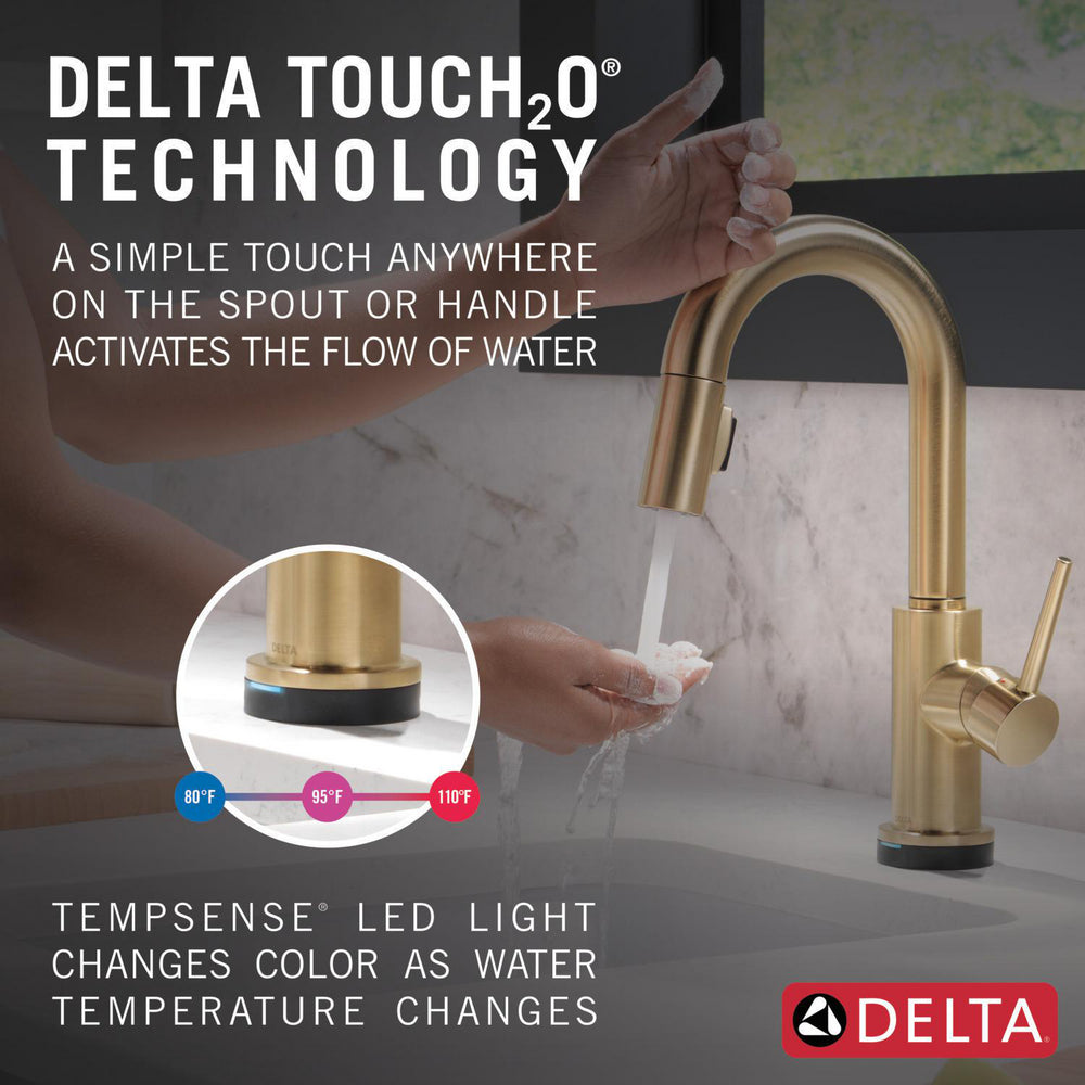 Delta Trinsic Single Handle Pull-Down Bar / Prep Faucet with Touch2O Technology - 9959T