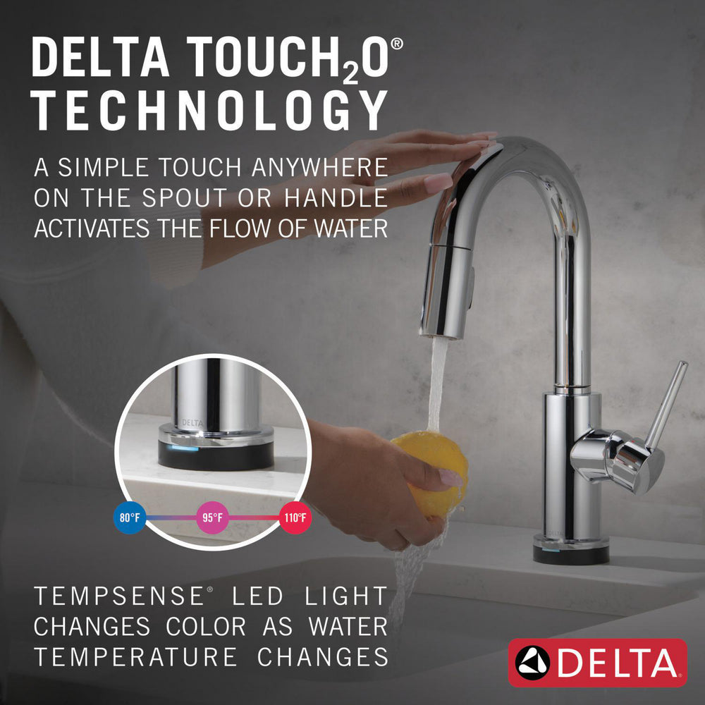 Delta Trinsic Single Handle Pull-Down Bar / Prep Faucet with Touch2O Technology - 9959T