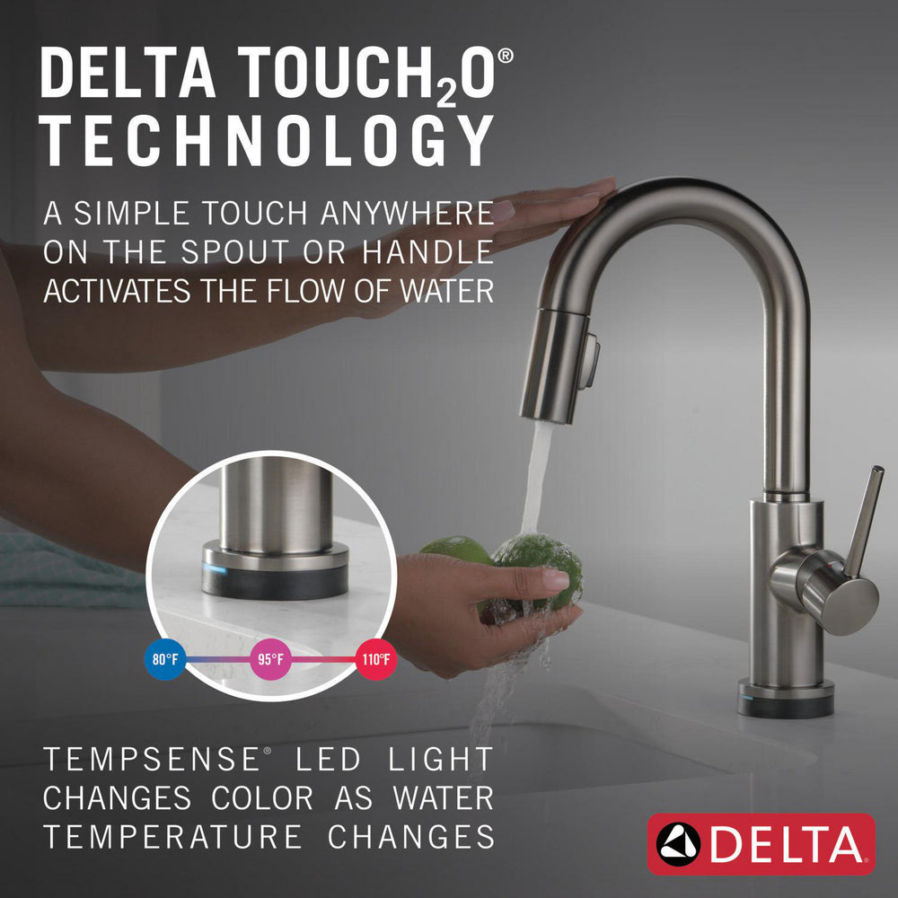 Delta Trinsic Single Handle Pull-Down Bar / Prep Faucet with Touch2O Technology - 9959T