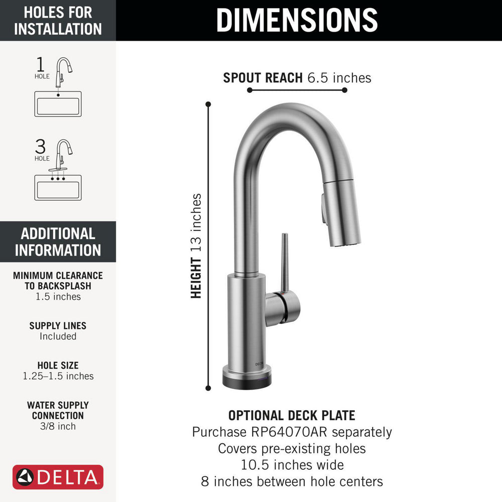 Delta Trinsic Touch2O Bar / Prep Faucet with Touchless Technology - 9959TL