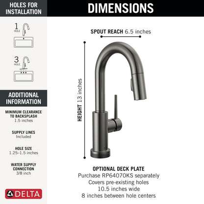 Delta Trinsic Touch2O Bar / Prep Faucet with Touchless Technology - 9959TL