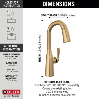 Delta Stryke Single Handle Pull-Down Bar/Prep Faucet - 9976