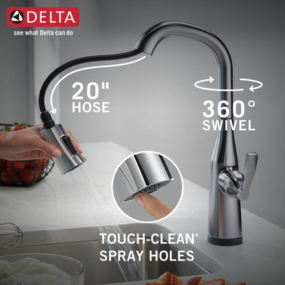 Delta Stryke Single Handle Pull-Down Bar/Prep Faucet with Touch2O Technology - 9976T